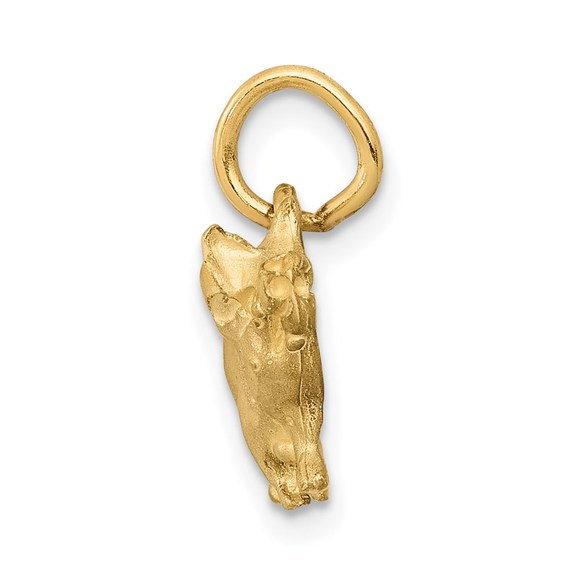 14k Yellow Gold Farm Brushed Finish D/C Animal Pig Piglet Necklace Charm Pendant - Picture 2 of 4